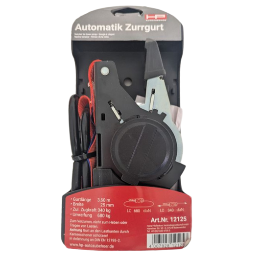 Automatik-Ratschen-Zurrgurt 3,60 m – Rot/Schwarz