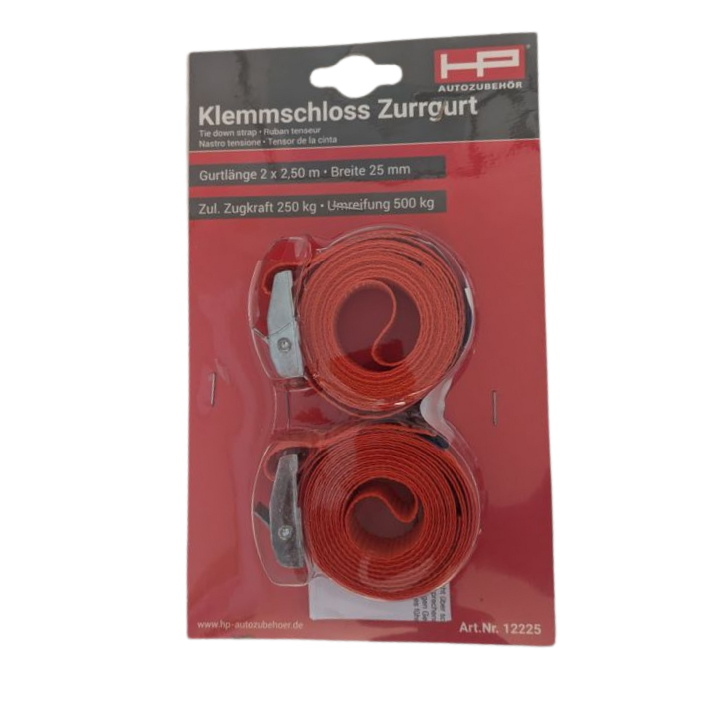 Klemmschloss Zurrgurt 2x 2,50 m x 25 mm