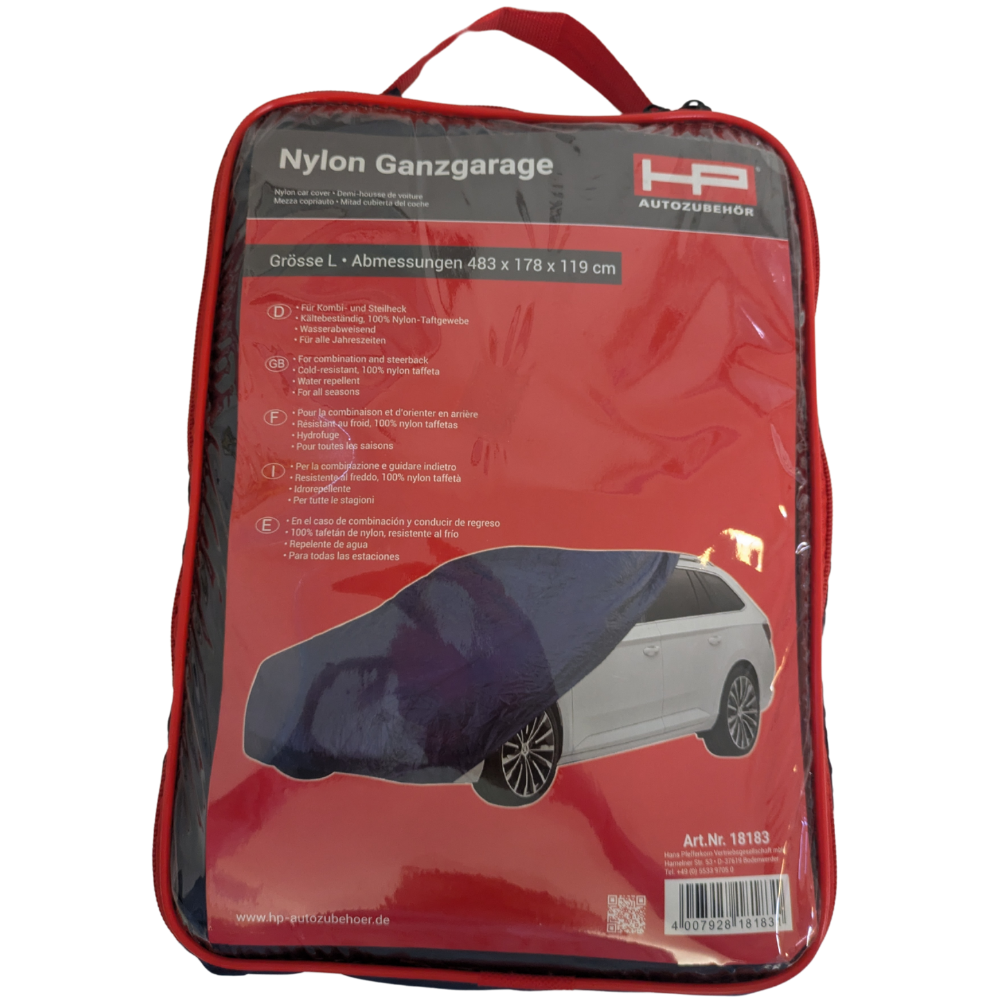 Nylon-Ganzgarage für Kombi - und Steilheck-PKW Gr. L 483 x 178 x 119 cm