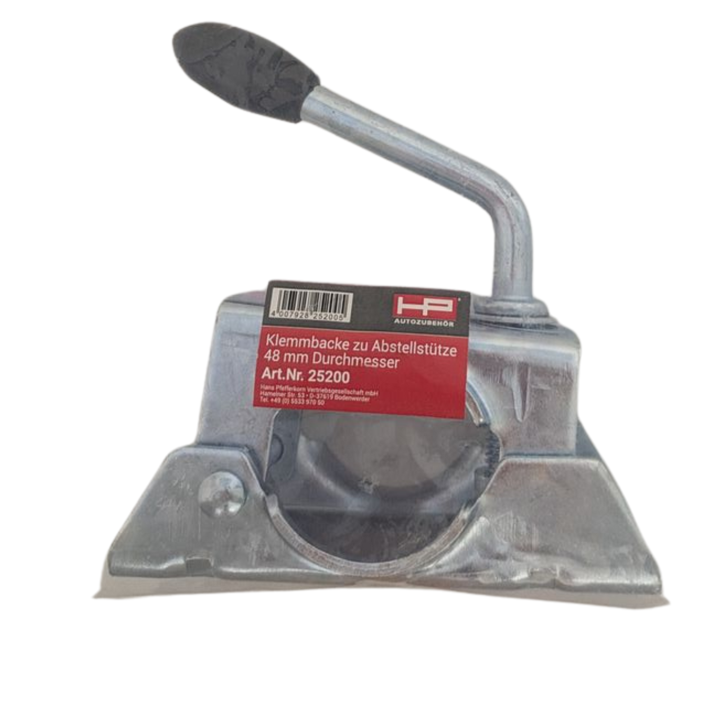 Klemmbacke für Abstellstütze / Stützrad Ø 48 mm – mit Feststellachse