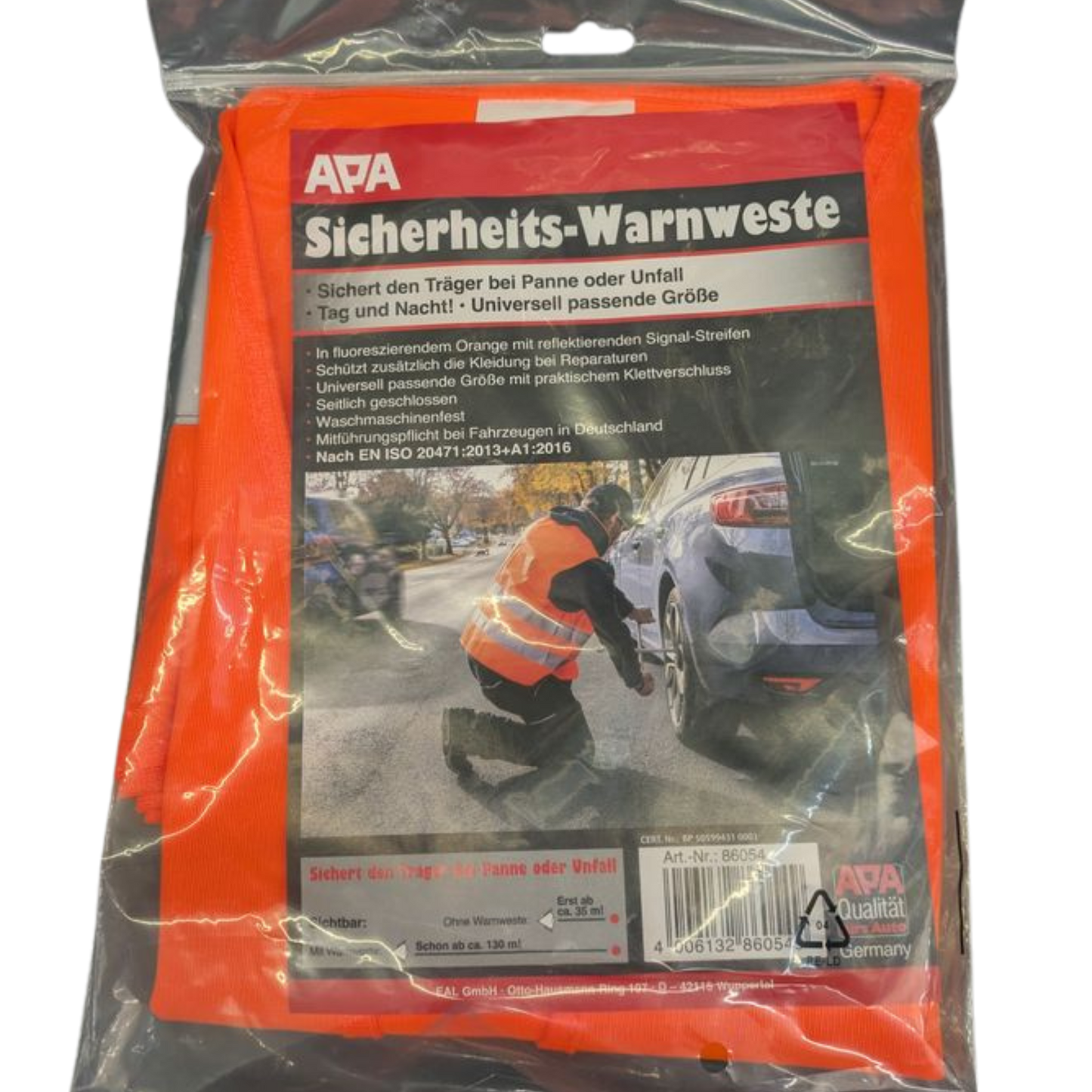 APA Warnweste EN ISO 20471 – Orange oder Gelb