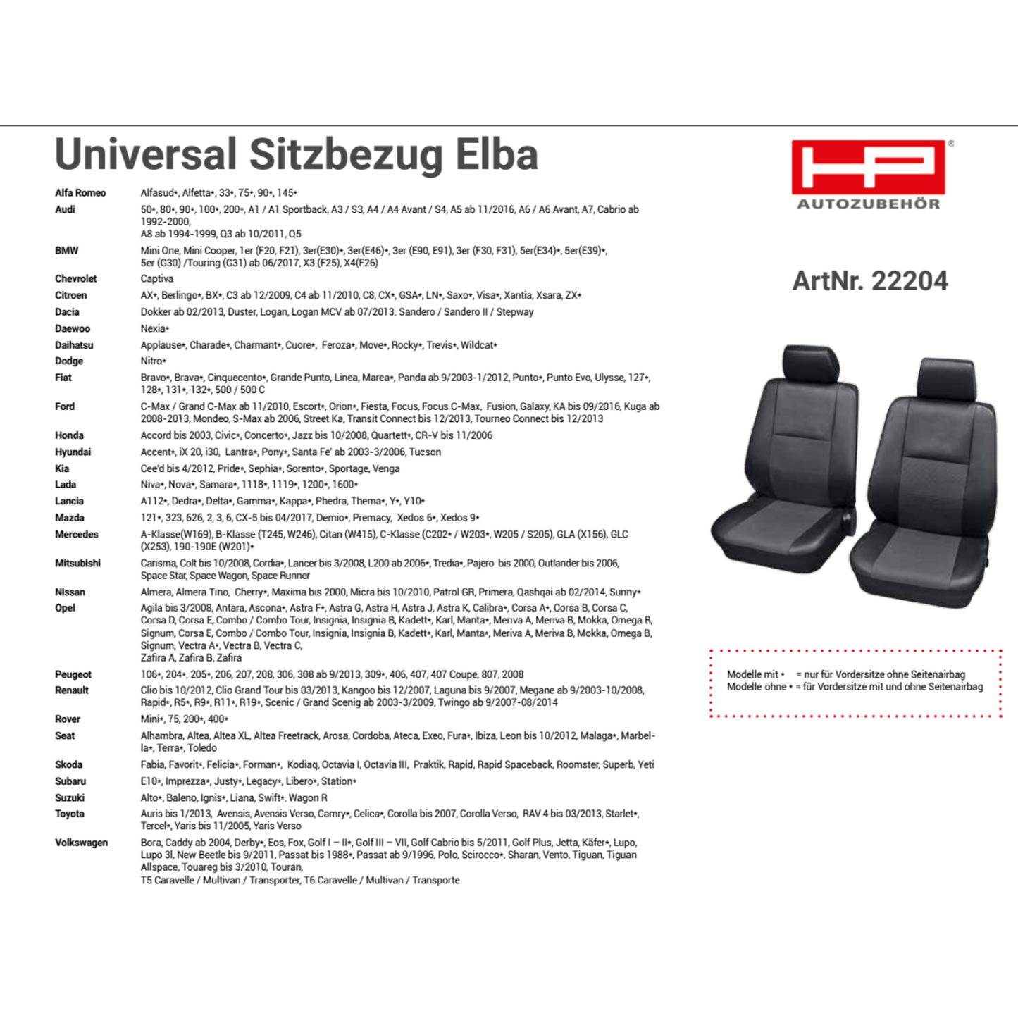 Universal Sitzbezug Elba 4-tlg. – Anthrazit