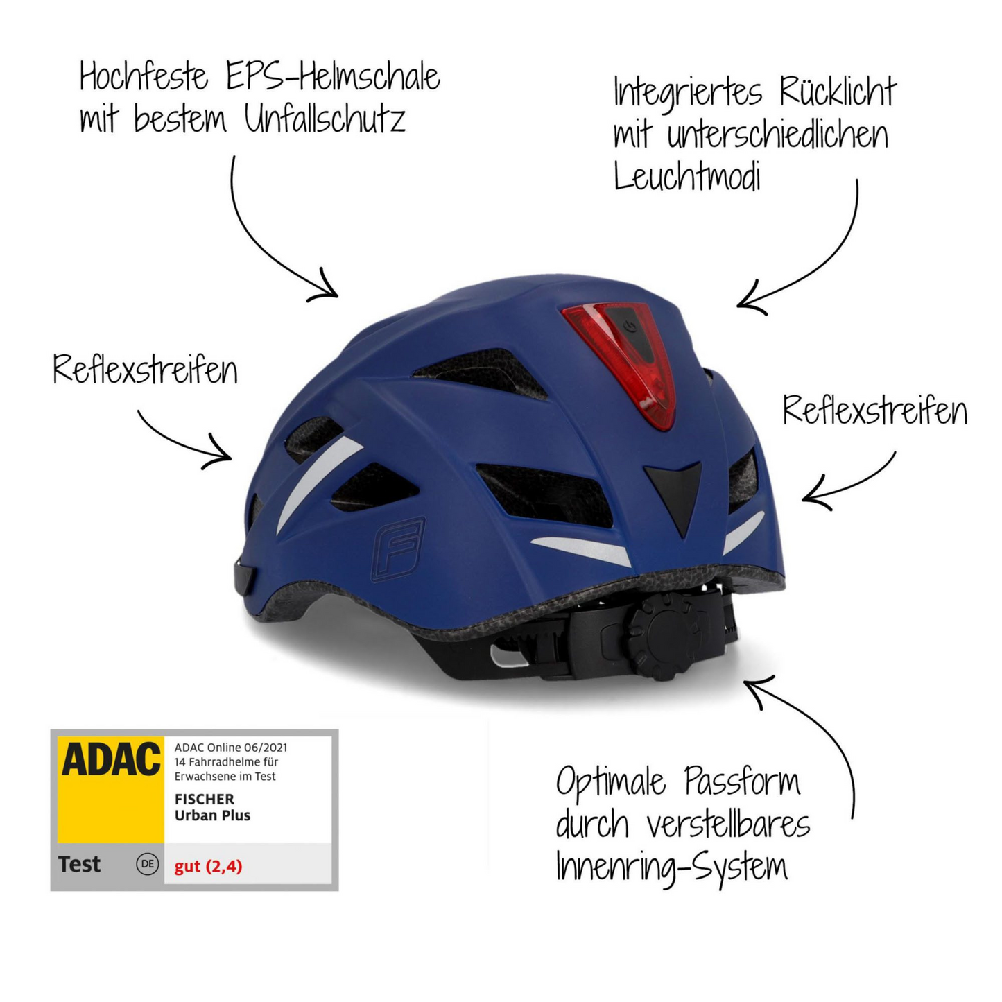 FISCHER Urban Plus Boston L/XL Fahrradhelm 58-61cm Dunkelblau