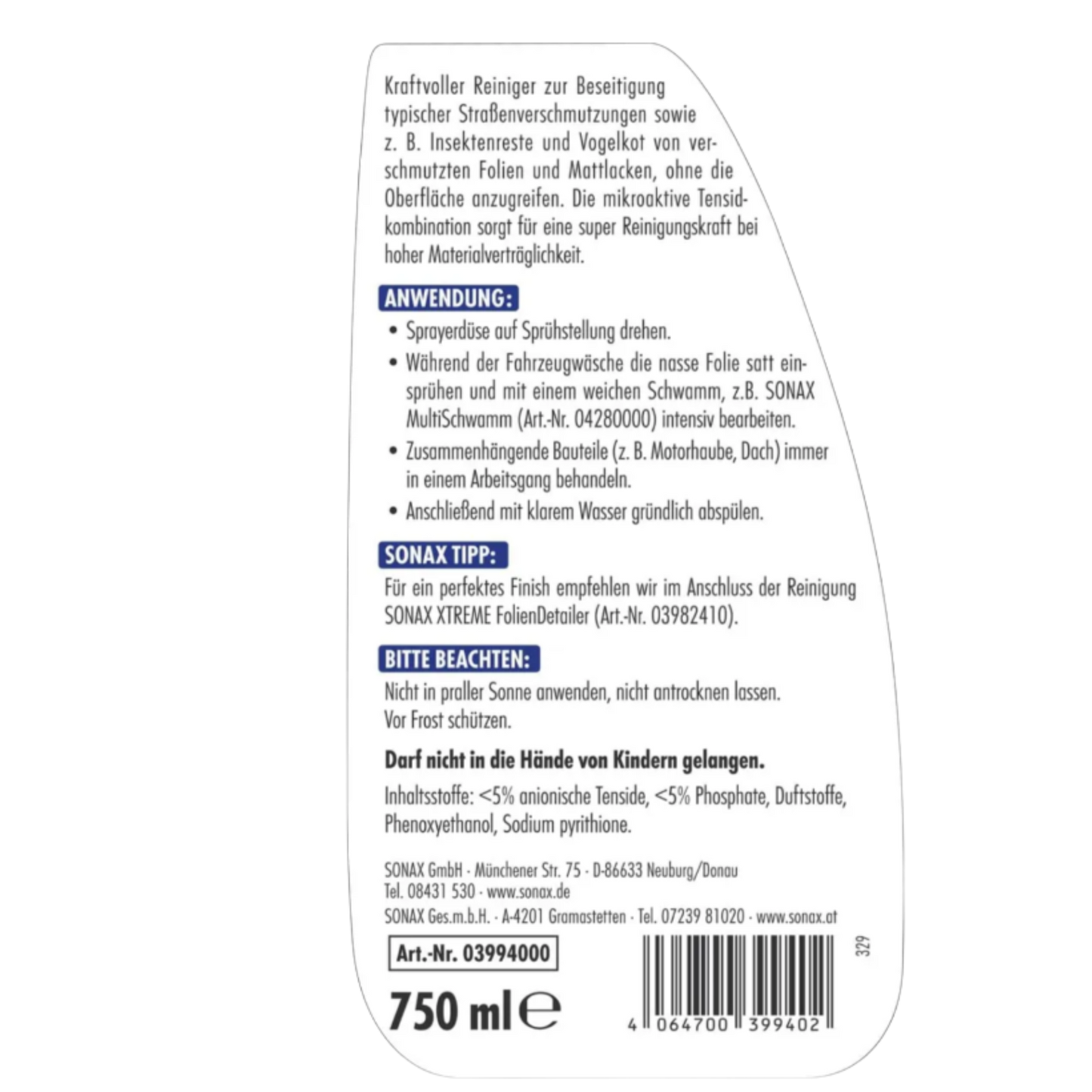 SONAX XTREME FolienReiniger - 750ml