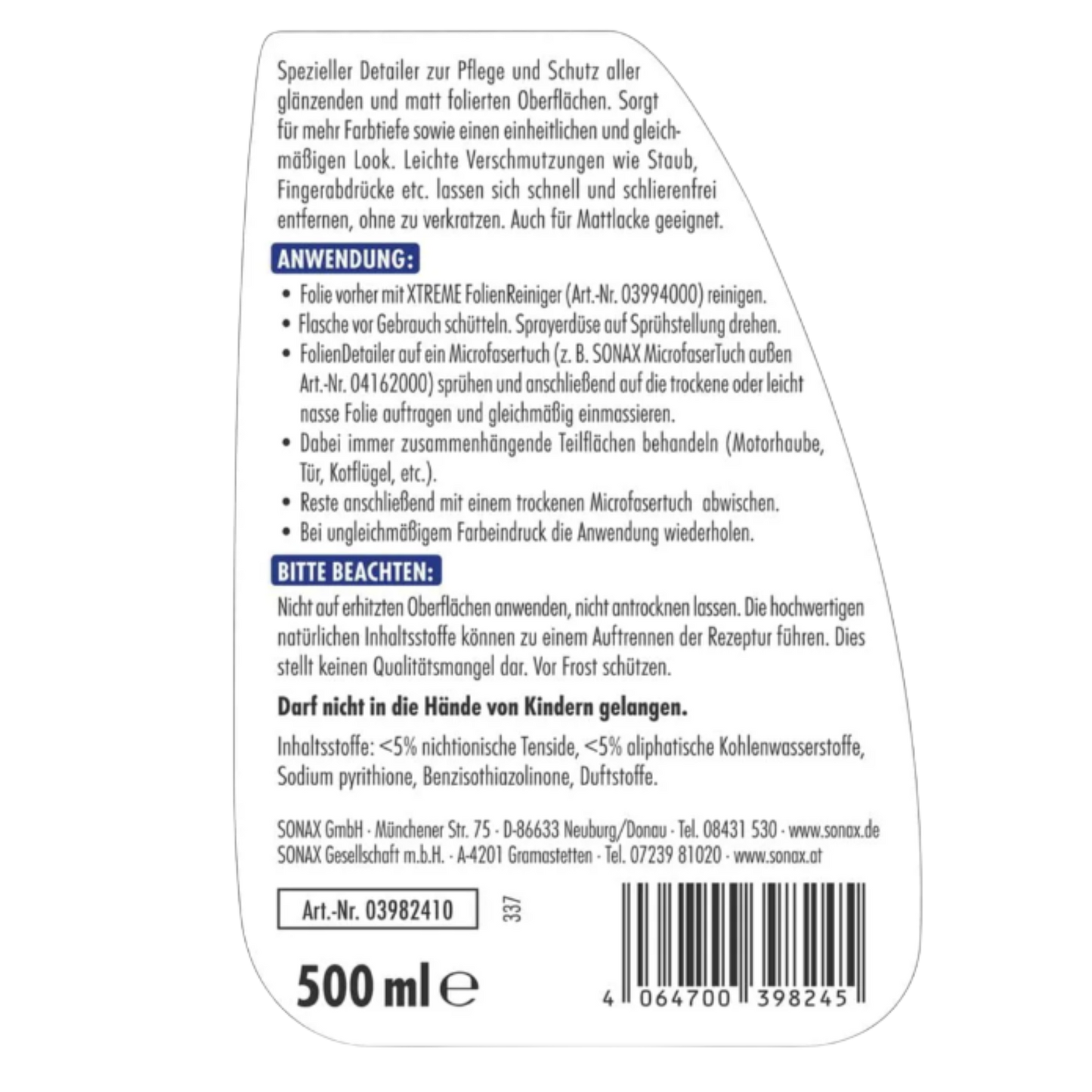 SONAX XTREME FolienDetailer - 500ml