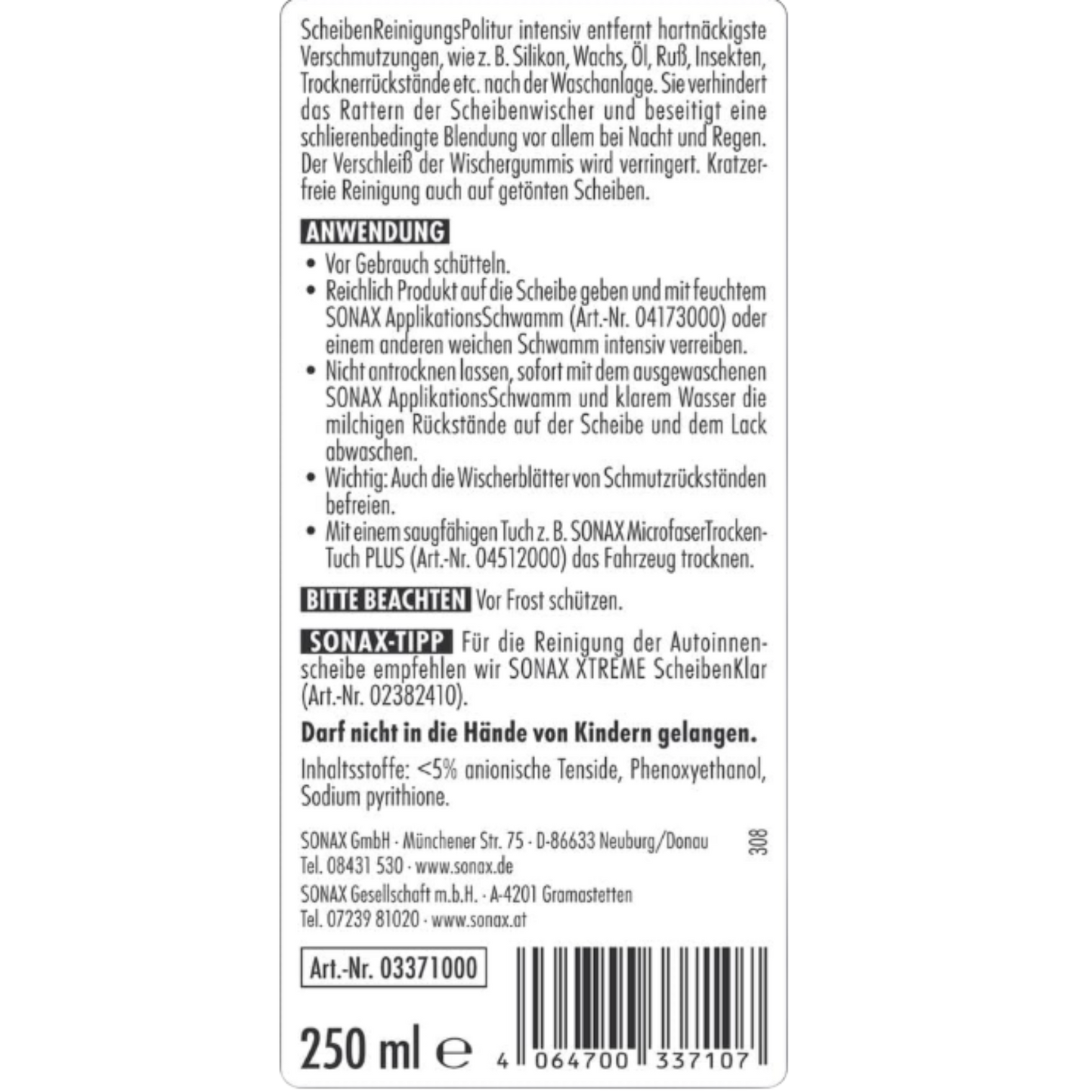 SONAX ScheibenReinigungsPolitur intensiv - 250ml