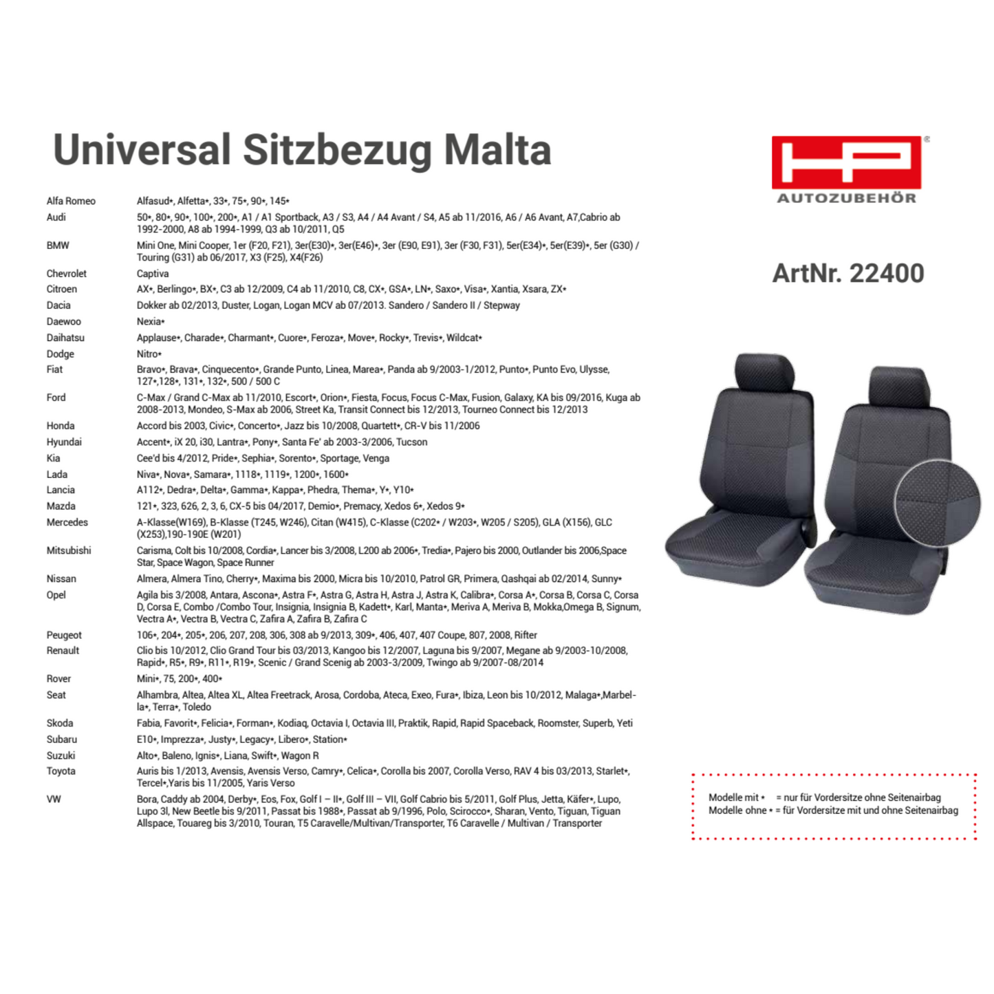 Universal Sitzbezug Malta 4-tlg. – Grau