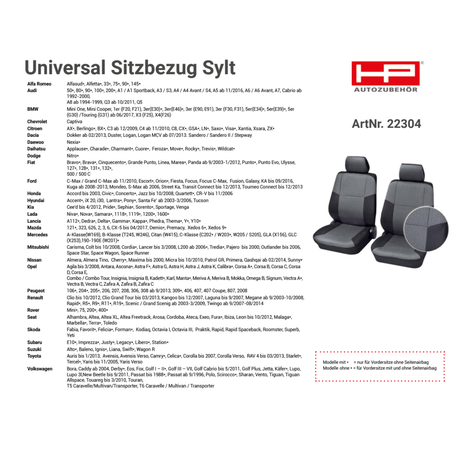 Universal Sitzbezug Sylt 4-tlg. - Schwarz
