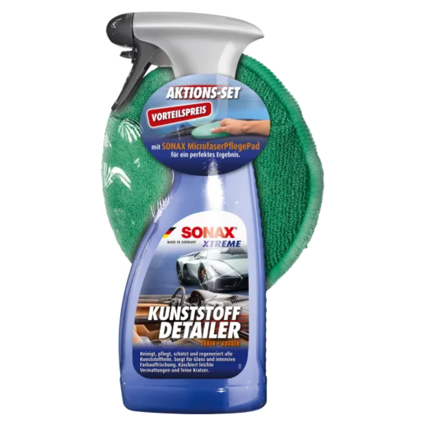 SONAX Aktionsset XTREME Kunststoffdetailer mit Microfaserpad - 500ml